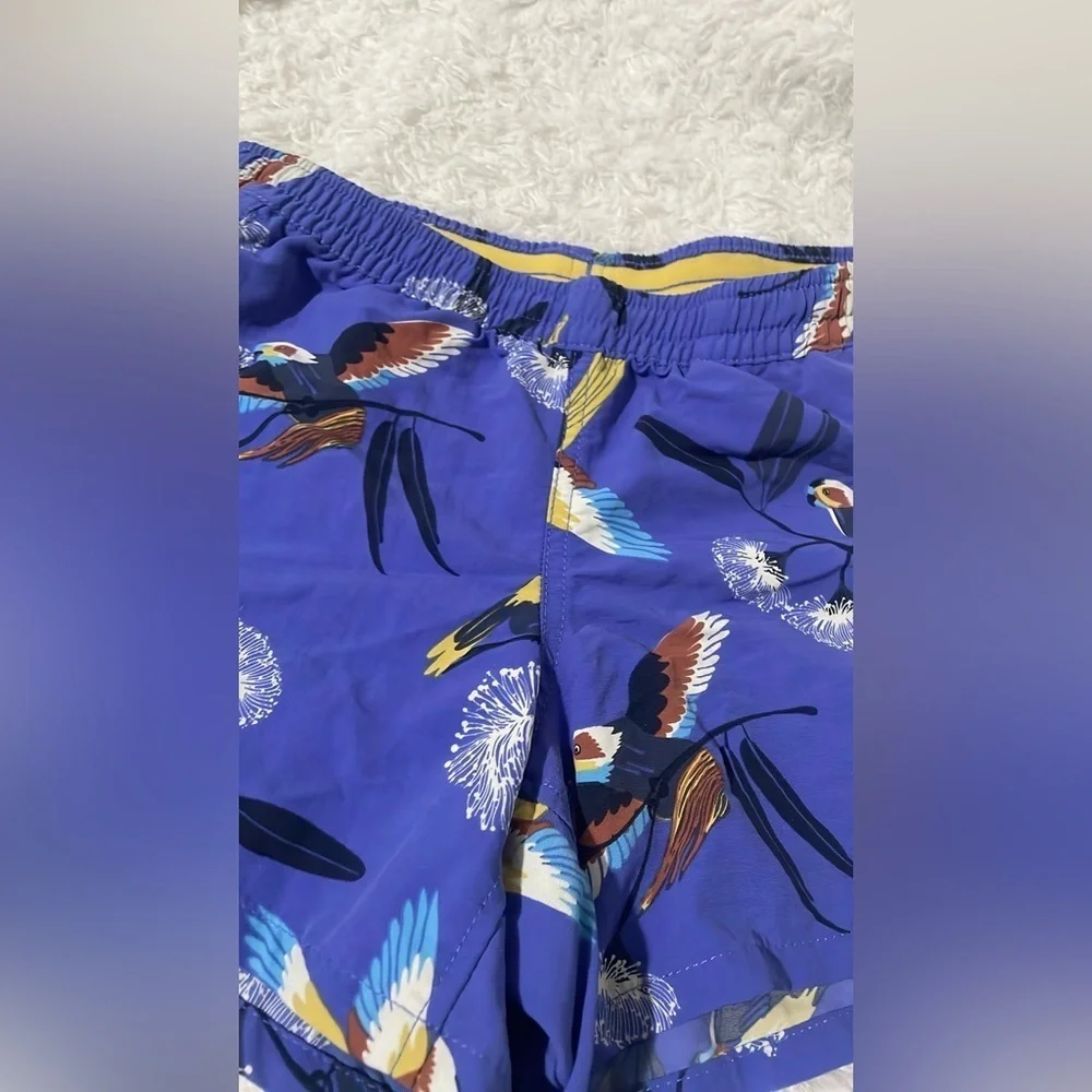 Patagonia Blue Parrot Print Shorts for kids